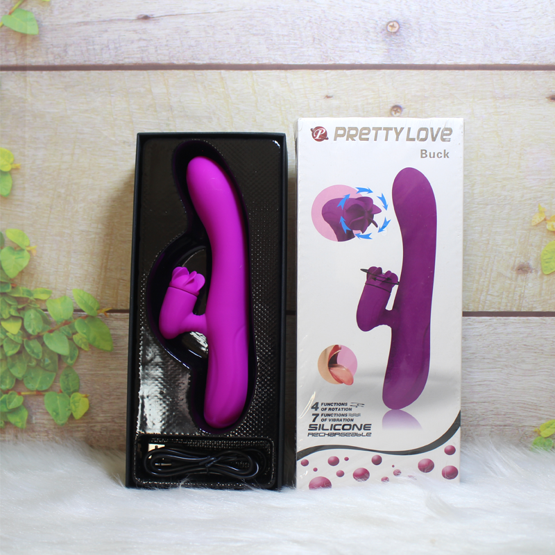 Dương vật giả cầm tay đa năng kết hợp lưỡi liếm Prettylove Buck| Đồ chơi tình dục nữ