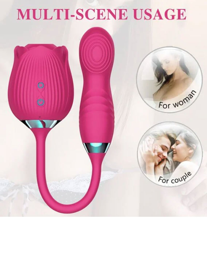 Trứng Rung Hoa Hồng Lưỡi Liếm Đuôi Ngón Tay Kích Thích Điểm G – 10 Chế Độ