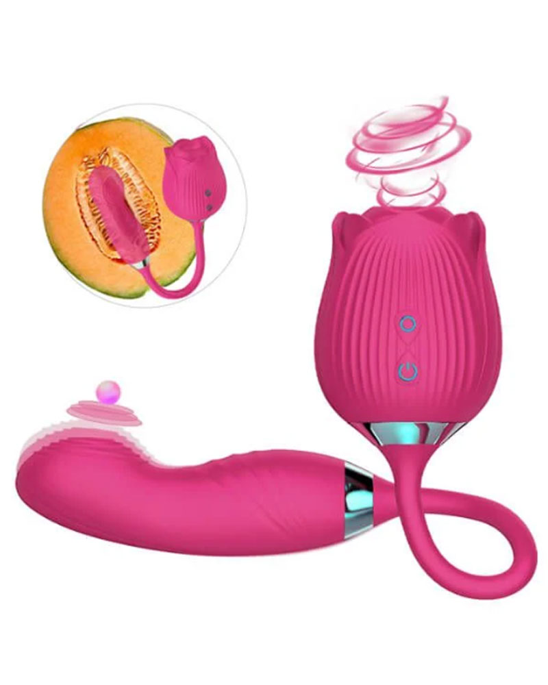 Trứng Rung Hoa Hồng Lưỡi Liếm Đuôi Ngón Tay Kích Thích Điểm G – 10 Chế Độ