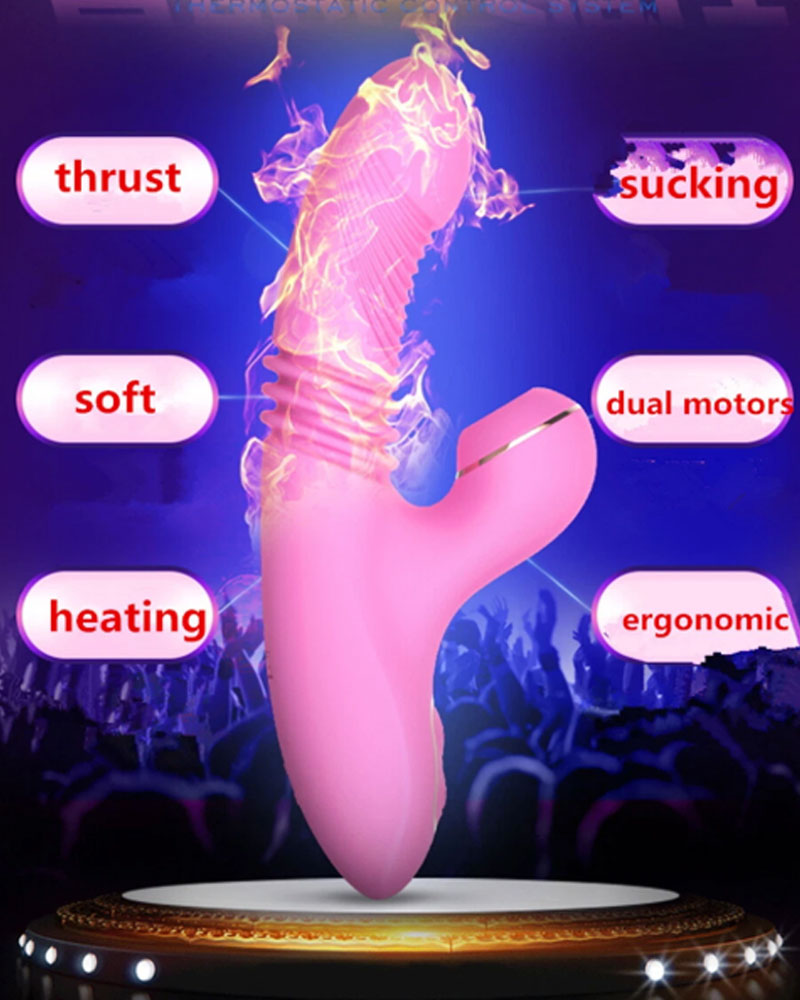 Dương vật giả rung thụt Dibe tỏa nhiệt kèm nhánh phụ hút hạt le