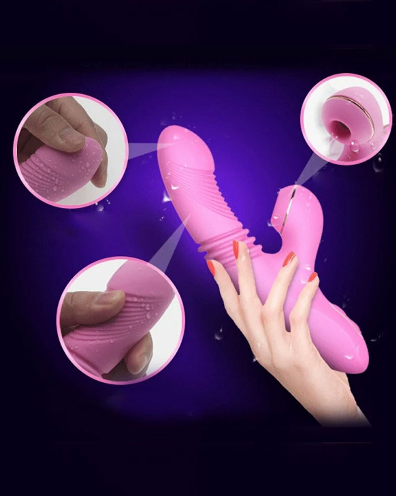 Dương vật giả rung thụt Dibe tỏa nhiệt kèm nhánh phụ hút hạt le